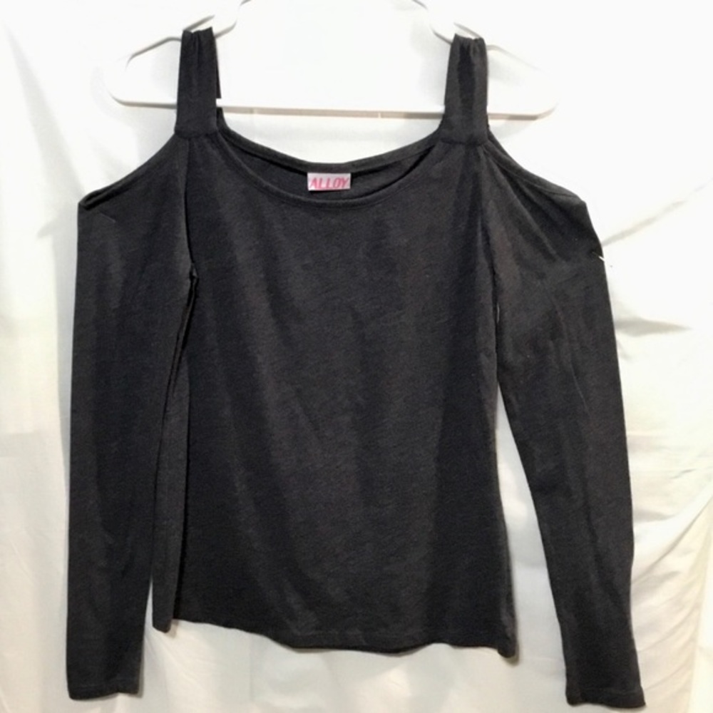 Alloy Gray Cold Shoulder Top